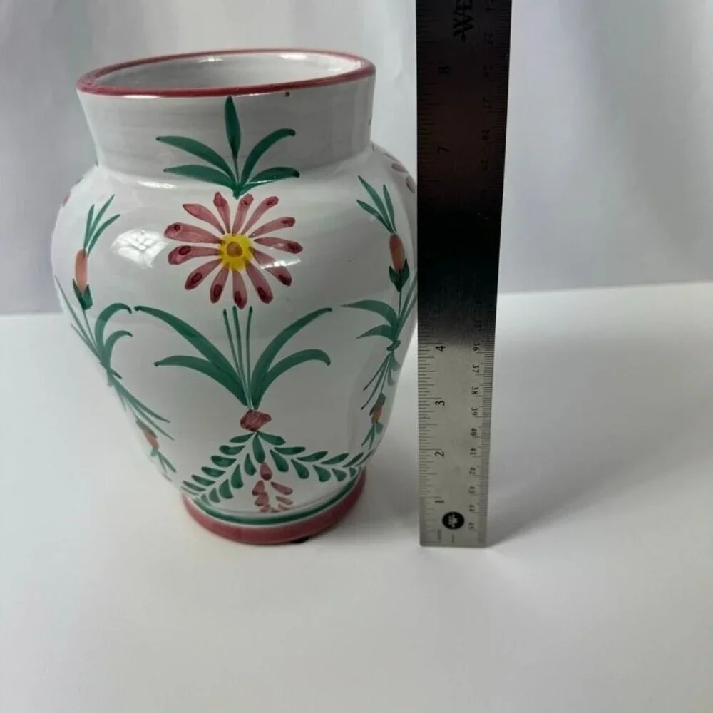 Ethan Allen Home Collection Floral Vase Made in Italy Cottage Farmhouse 8